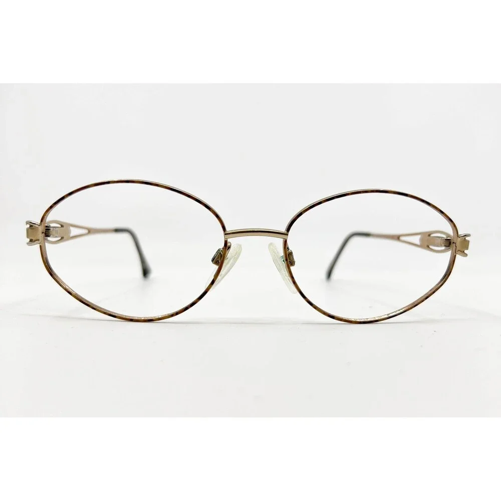 Anne Klein Eyeglasses Frames Womens Gold Tortoise Oval K1028 53-17-130 Italy